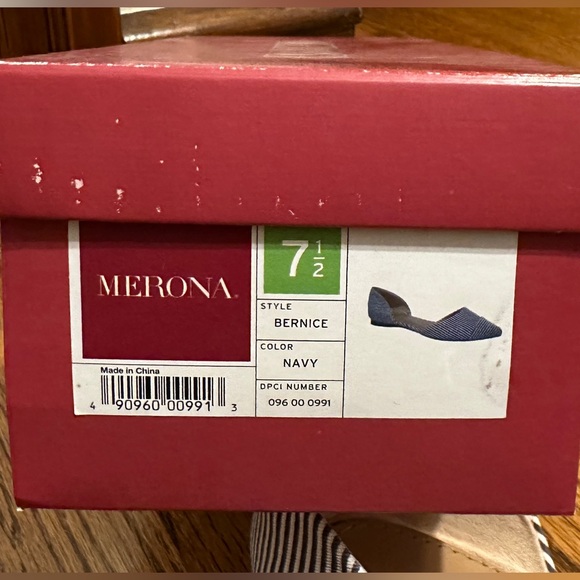 Merona Bernice D’Orsay Woven Stripe Ballet Flats Navy Ivory 7.5 - Picture 4 of 5